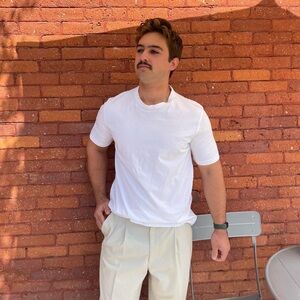 Mens Zara casual White cotton short sleeve t-shirt sz L